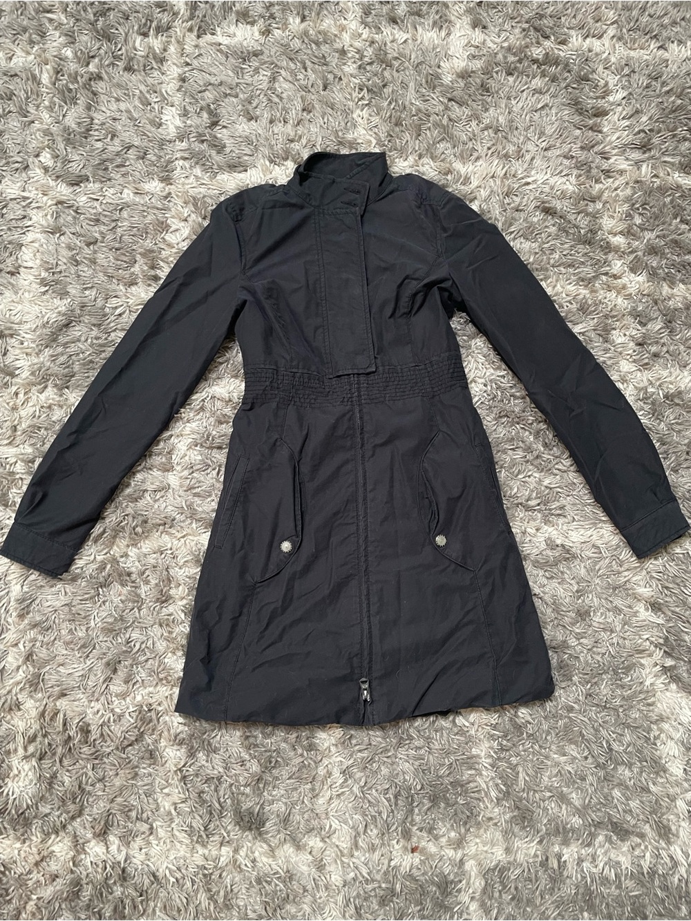 Armani Exchange Black Full Zip Utility Long Jacket Coat Size XS